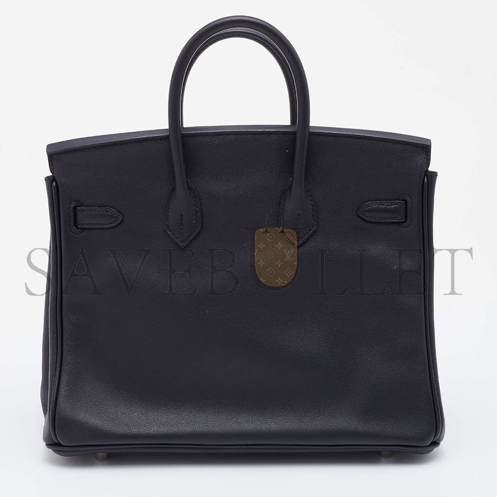 HERMÈS BIRKIN 25 SWIFT LEATHER BLACK SILVER BUCKLE BAG H049362CK02 (25*20*13cm)